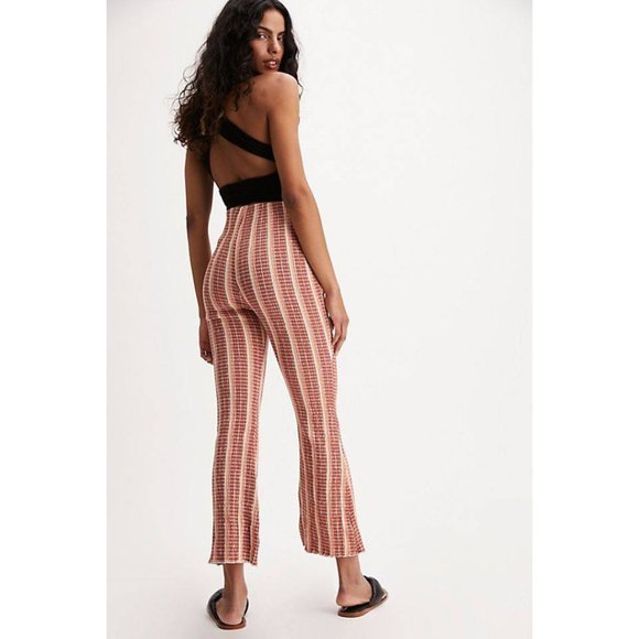 Free People Fine Line Slim Pants | High Rise Cotton Stripe Flares - Picture 1 of 6
